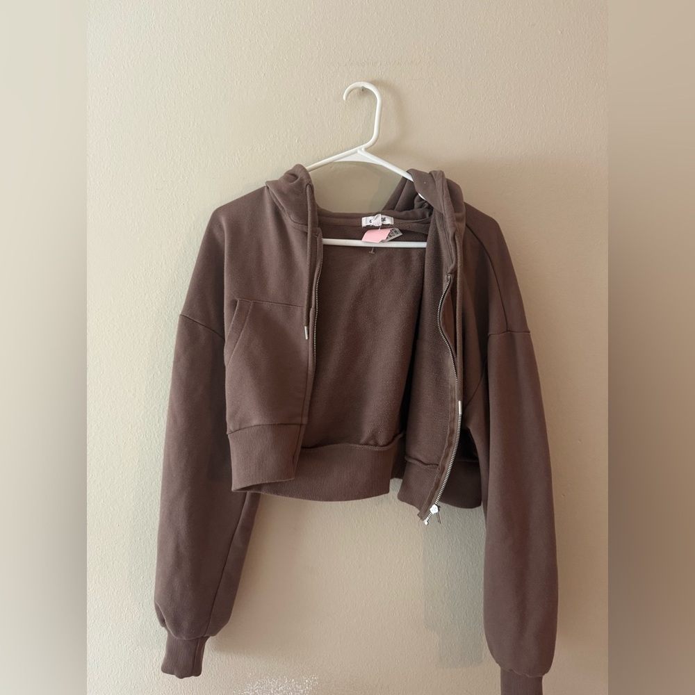 Brown Cropped Hoodie